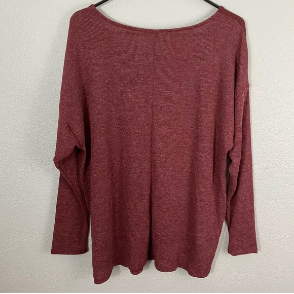 Lane Bryant LS Maroon 2fer V Neck Sweater/Top - Picture 6 of 7